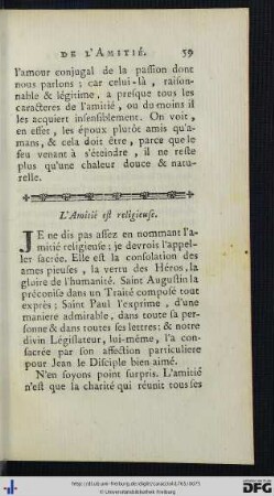 L’Amitié est religieuse.
