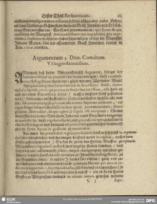 Argumentum 3. Dnn. Comitum Wittgensteinensium