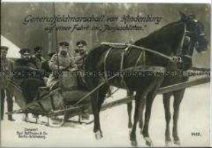 Paul von Hindenburg im Pferdeschlitten an der Ostfront