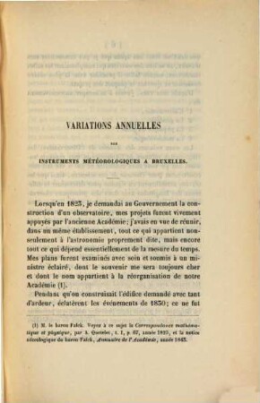 Variations annuelles et horaires des instruments météorologiques a Bruxelles