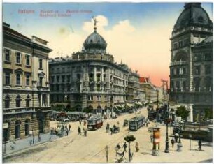 Budapest. Rákoczi-Strasse mit Straßenbahnen