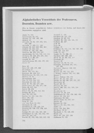 Alphabetisches Verzeichnis der Professoren, Dozenten, Beamten usw.