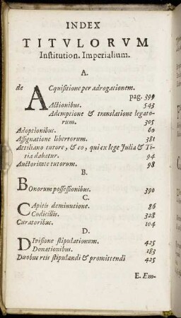 Index Titulorum Institution. Imperialium.