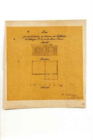Entwurfszeichnung für ein Gartenhaus