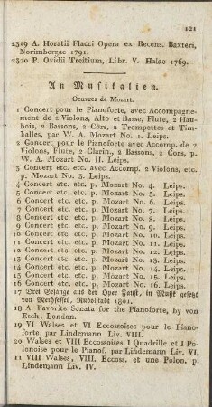 An Musikalien.
