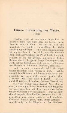 Unsere Umwertung der Werte (1897)