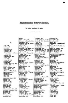 Alphabetisches Ortsverzeichniss