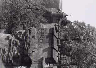 Königstein. Festung Königstein (1589/1592). Festungsmauer mit Wachturm (um 1590)