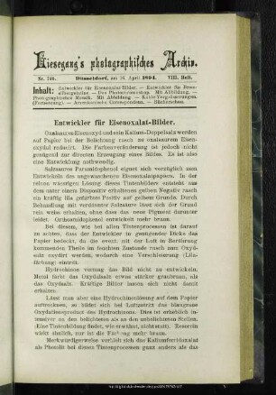Entwickler für Eisenoxalat-Bilder