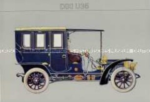 Blatt aus einer Mappe mit historischen Auto-Modellen als Vorgänger des PKW "Wartburg"