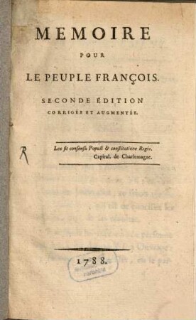 Mémoire pour le peuple François