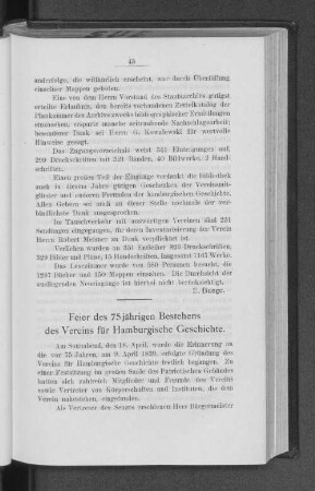 Feier des 75jährigen Bestehens des Vereins für Hamburgische Geschichte.