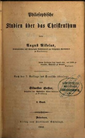 Philosophische Studien über das Christenthum, 2