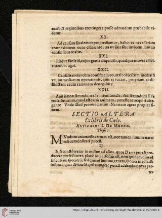 Sectio altera: Ex libris de Cœlo