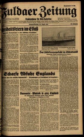 Ausgabe vom Samstag, den 03. August 1940.