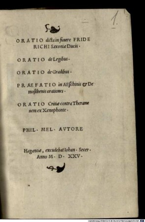 Oratio dicta in funere Friderici Saxoniae Ducis