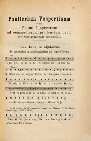 Psalterium vespertinum : psalmi ad vesperas et completorium per totius anni cursum mediationum et finalium initiis digestis ad majorem psallentium commoditatem concinnati