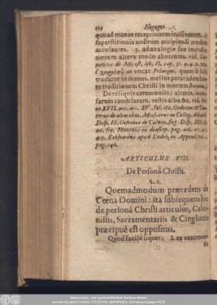 Articulus VIII. De Personâ Christi.