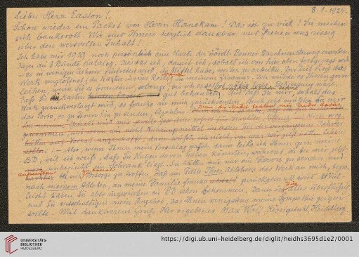 Brief von Max Wolf an Cornelis Easton