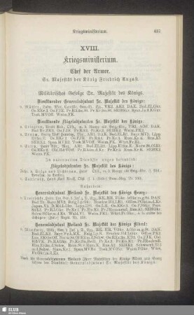 XVIII. Kriegsministerium