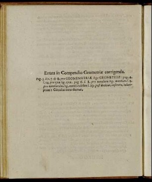 Errata in Compendio Geometriæ corrigenda.