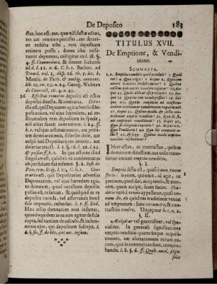 Titulus XVII. De Emptione, & Venditione