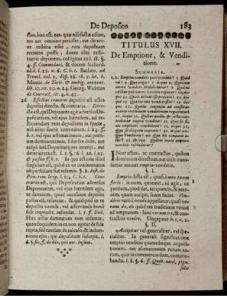 Titulus XVII. De Emptione, & Venditione