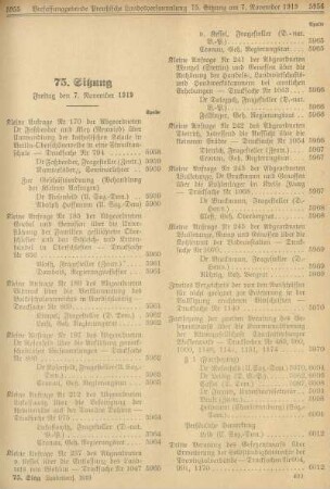 75. Sitzung. Freitag den 7. November 1919