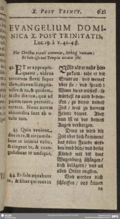 Evangelium Dominica X. Post Trinitatis, Luc. 19. à v. 41-48