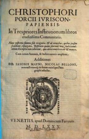 In tres priores Institutionum libros ... commentaria