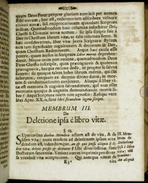 Membrum III. De Deletione ipsa e libro vitæ.
