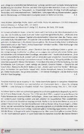 35: [Rezension von: Hans Widmer, Lebendige Antike. Latein und antike Kultur für jedermann]