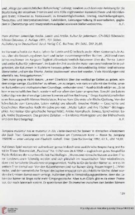 35: [Rezension von: Hans Widmer, Lebendige Antike. Latein und antike Kultur für jedermann]