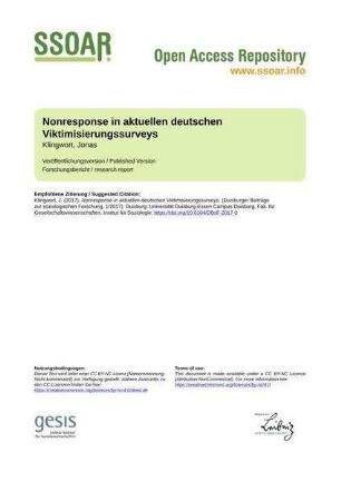 Nonresponse in aktuellen deutschen Viktimisierungssurveys