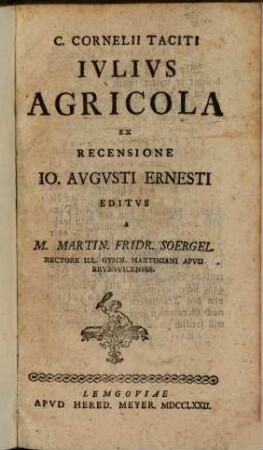 C. Cornelii Taciti Iulivs Agricola
