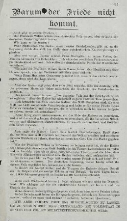 Warum der Friede nicht kommt : Noch gibt es keinen Frieden ...