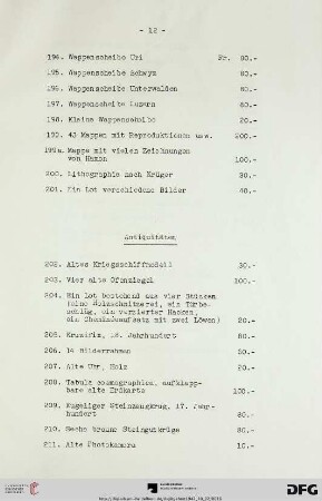Antiquitäten (Nr. 202-226)