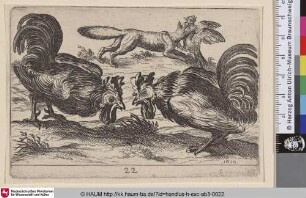 [Zwei kämpfende Hähne; Two Roosters Fighting]