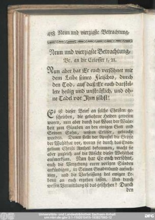 Neun und vierzigste Betrachtung, Br. an die Colosser 1, 21.