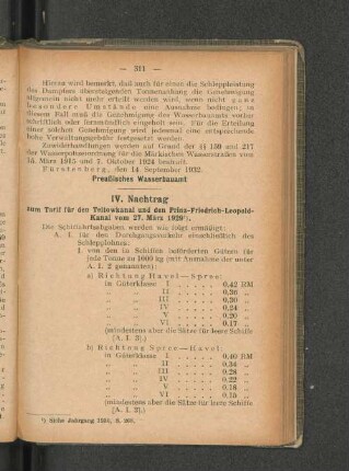 IV. Nachtrag