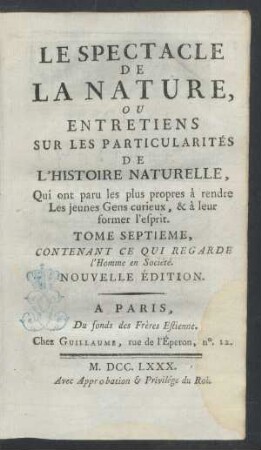 T. 7: Contenant ce qui regarde l'homme en societé