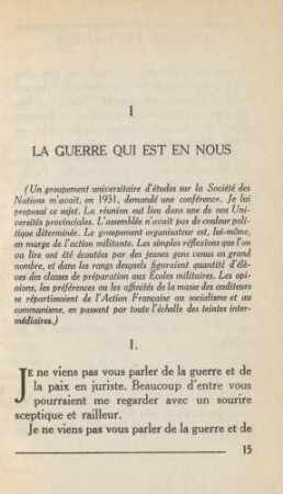 I La Guerre Qui Est En Nous