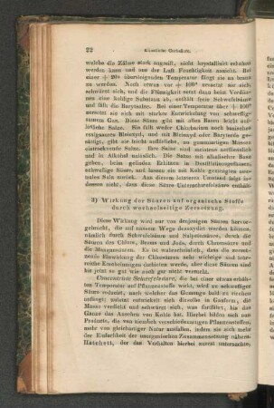 3) Wirkung der Säuren auf organische Stoffe durch wechselseitige Zersetzung.