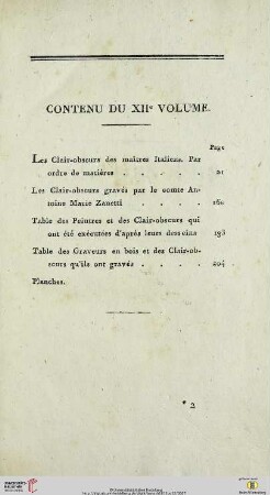Contenu du XIIe volume