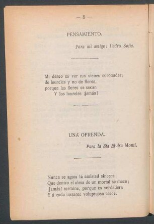 Una ofrenda. : Para la Sta.Elvira Monti.