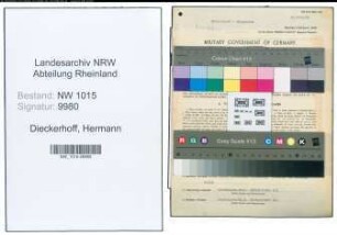 Entnazifizierung Hermann Dieckerhoff , geb. 17.04.1894 (Lehrer)