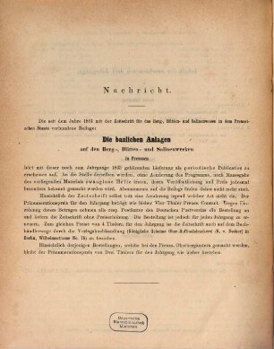 Die baulichen Anlagen auf den Berg-, Hütten- und Salinenwerken in Preussen, 3,1. 1864