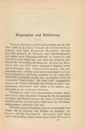 Biographie und Einleitung