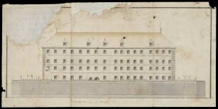 Hechingen: Neues Schloss, Aufriss der Nordseite des ehemaligen Residenzschlosses