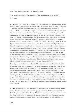 Zur maschinellen Rekonstruktion natürlich-sprachlicher Dialoge